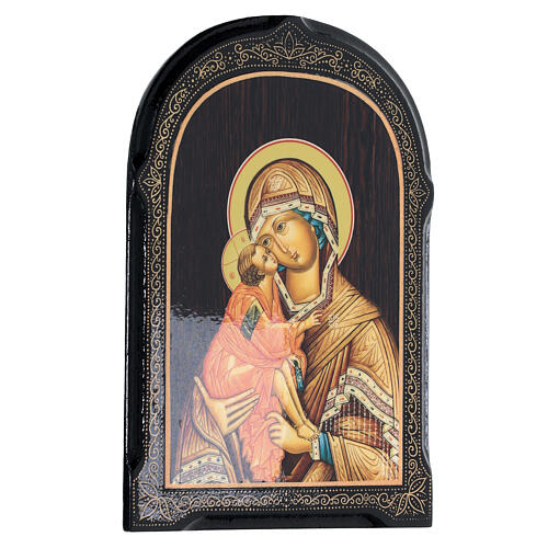 Russian papier maché icon of Our Lady of the Don, 7x5 in 2