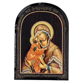 Papel maché ruso Virgen Donskaya 18x14 cm