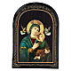 Russian icon paper mache Our Lady of Perpetual Help turquoise 18x14 cm s1