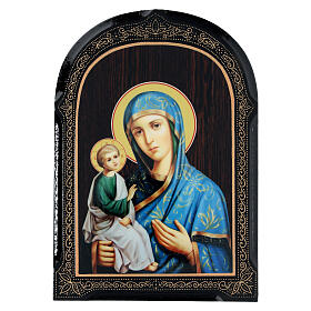 Russian papier maché icon of Our Lady of Jerusalem, 7x5 in