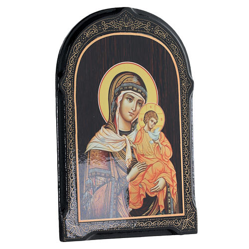 Russian papier maché icon of Our Lady of Konev, 7x5 in 2