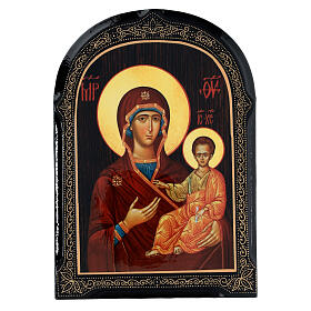 Russian icon, papier maché, Our Lady of Smolensk, 7x5 in