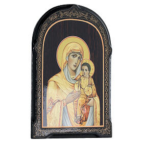Icono papel maché ruso Virgen de Kazan 18x14 cm