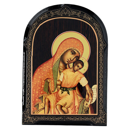 Russian icon, papier maché, Our Lady of Kykkos, 7x5 in 1