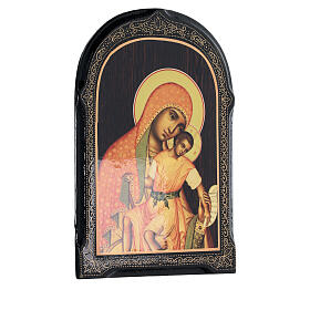Icona cartapesta russa Madonna di Kikko 18x14 cm