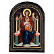 Russische Pappmaché Ikone Madonna auf dem Thron, 18x14 cm s1
