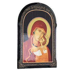 Russische Pappmaché Ikone Mutter Gottes von Kasperov, 18x14 cm