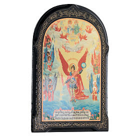 Ícone russo papel machê São Miguel 18x14 cm