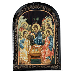 Russische Pappmaché Ikone Trinity, 18x14 cm