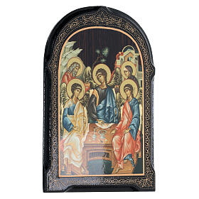 Russian icon Holy Trinity paper mache 18x14 cm