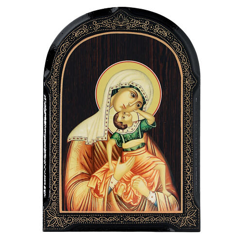 Russian icon Mother of God Vzygranie Mladenza paper mache 18x14 cm 1