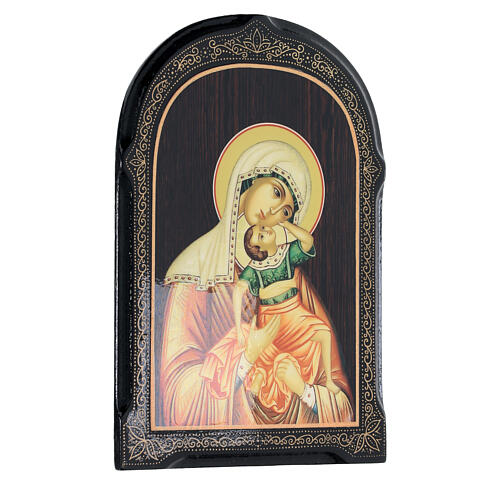 Russian icon Mother of God Vzygranie Mladenza paper mache 18x14 cm 2