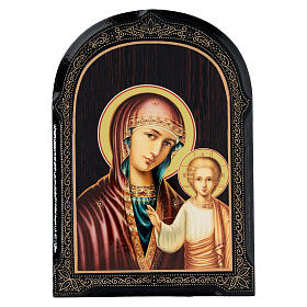 Russian lacquer of Mother of God Gruzinskaya, papier maché, 7x5 in