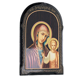 Russian lacquer of Mother of God Gruzinskaya, papier maché, 7x5 in