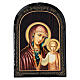 Russian lacquer of Mother of God Gruzinskaya, papier maché, 7x5 in s1