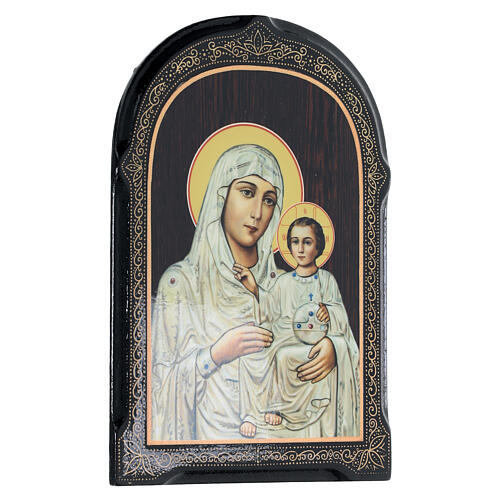 Russian lacquer of Mother of God Ierusalimskaya, papier maché, 7x5 in 2