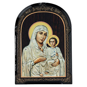 Icône papier mâché russe Mère de Dieu Ierusalimskaya 18x14 cm
