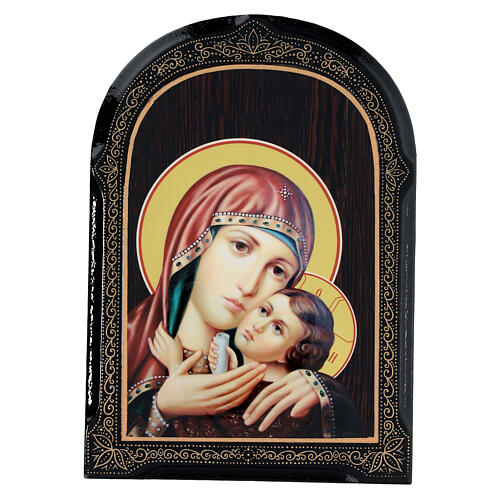 Russian lacquer, Our Lady of Korsun, 7x5 in 1