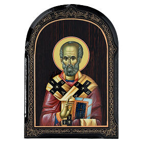 Russian icon lacquer Saint Nicholas 18x14 cm