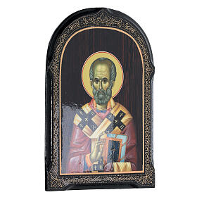 Russian icon lacquer Saint Nicholas 18x14 cm