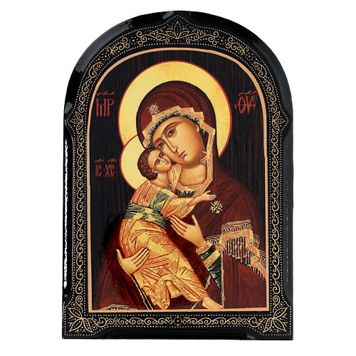 Russischer Lack Madonna Wladimirskaja, 18x14 cm 1