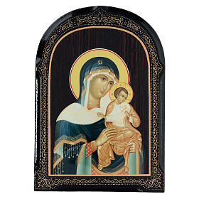 Mother of God Konevskaya icon Russian paper mache 18x14 cm