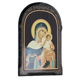 Mother of God Konevskaya icon Russian paper mache 18x14 cm