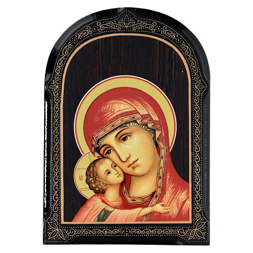 Russische Pappmaché Malerei Madonna von Igor, 18x14 cm 1