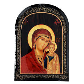 Russische Pappmaché Malerei Madonna von Kasan, 18x14 cm