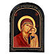 Russian icon paper mache painting Our Lady of Kazan 18x14 cm s1