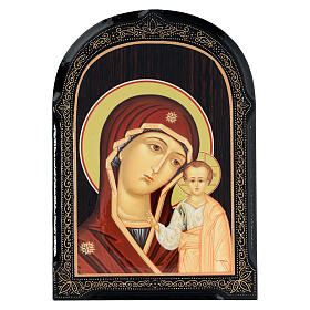 Russische Pappmaché Malerei Madonna von Kasan Byzantinisch, 18x14 cm