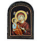 Russische Pappmaché Malerei Madonna Odigitria mit Engeln, 18x14 cm s1