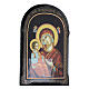 Russische Pappmaché Malerei Madonna Odigitria mit Engeln, 18x14 cm s2