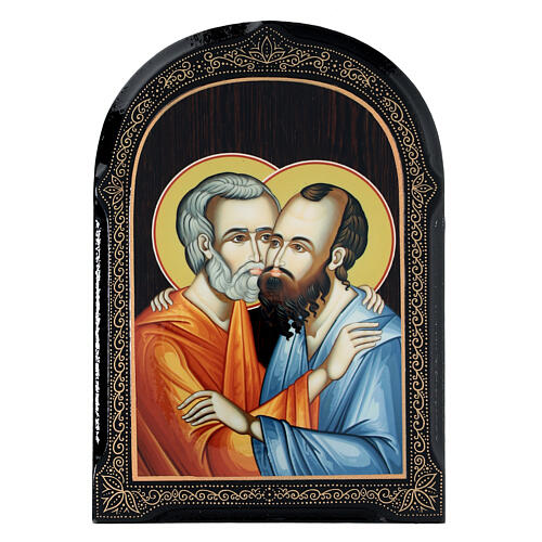 Russische Pappmaché Malerei Peter und Paul, 18x14 cm 1
