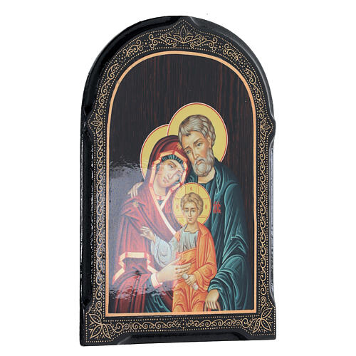 Quadro cartapesta russa Sacra Famiglia 18x14 cm 2