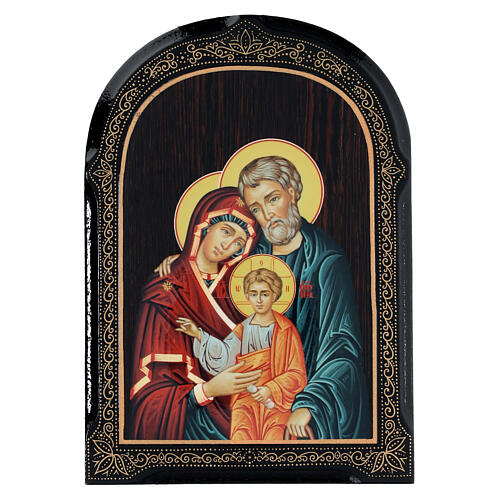 Holy Family Russian paper mache icon 18x14 cm 1