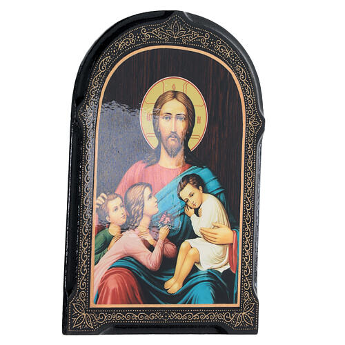Quadro Cristo benedizione dei bambini 18x14 cm Russia 2