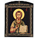 Tableau russe Christ Pantocrator tunique verte papier mâché 25x20 cm s1