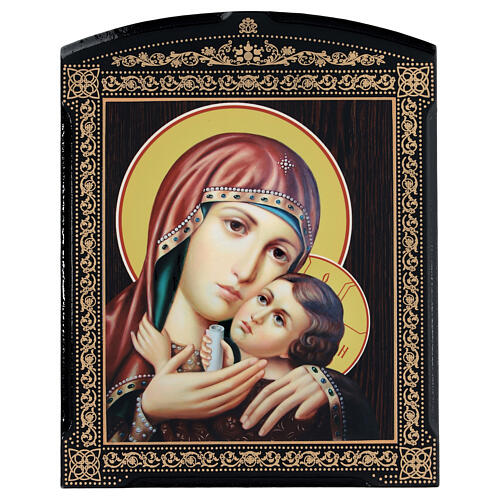 Russische Lackkunst, Ikone, Muttergottes von Korzunskaya, 25x20 cm 1