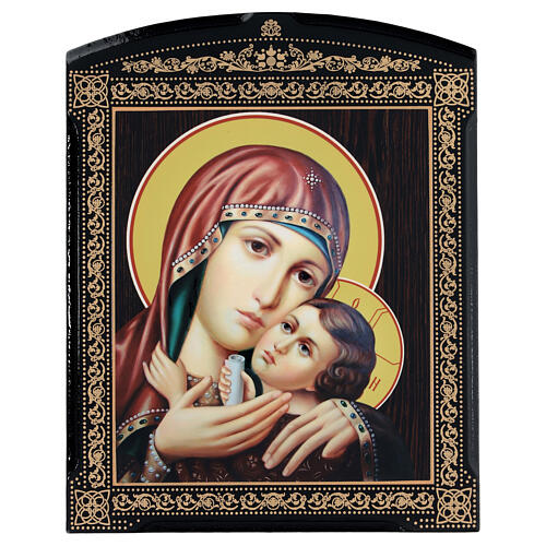 Russian icon Korsunskaya Mother of God paper mache 25x20 cm 1