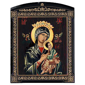 Papier mâché russe Notre-Dame du Perpétuel Secours style byzantin 25x20 cm