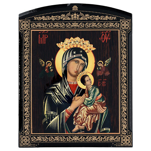 Russian icon Our Lady of Perpetual Help Byzantine style paper mache 25x20 cm 1