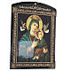 Russische Lackkunst, Ikone, Unsere Liebe Frau von der immerwährenden Hilfe, Madonna mit aquamaringrünem Mantel,  25x20 cm s3