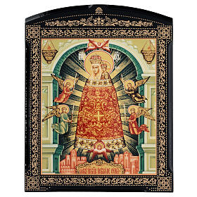 Russian icon Pribavlenije Uma Mother of God paper mache 25x20 cm