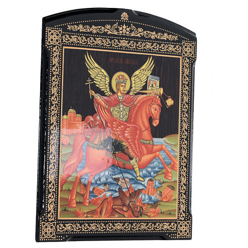 Russian paper mache icon St. Michael the Archangel 25x20 cm 3