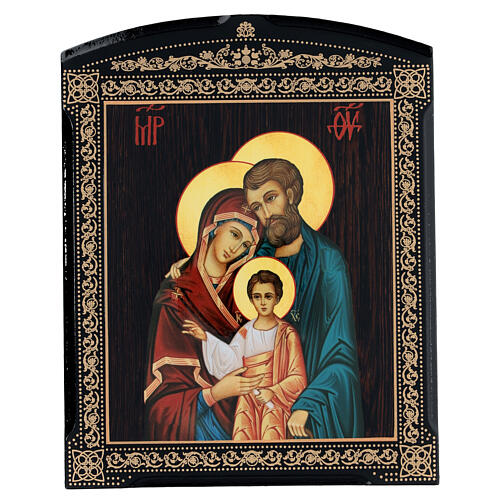 Russische Lackkunst, Ikone, Heilige Familie, 25x20 cm 1