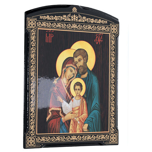 Russian paper mache icon of the Holy Family 25x20 cm 3