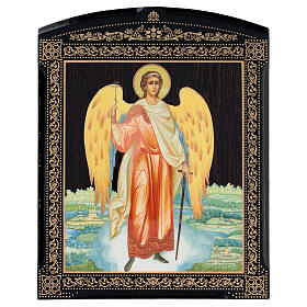 Russian icon Guardian Angel in paper mache 25x20 cm