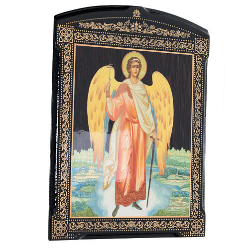 Russian icon Guardian Angel in paper mache 25x20 cm 3