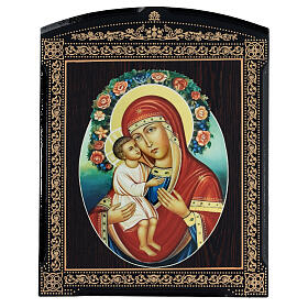 Mother of God Jirovitskaya icon Russian lacquer 25x20 cm